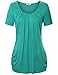 Timeson Women Business Casual Clothing, Women's Short Sleeve Drape Front Knit Shirt Jade XX-Large
