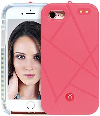 Kiwivalley LED Light Up Selfie Phone Case, LED Flash Light Phone Case with Rechargeable Backup Power Bank ,Perfect for Camping,Night Running,Night Self-Timer (Pink, iPhone7 Plus)