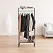 IRIS USA, Inc. Clothing Rack for Clothes with 2 Wood Shelves, Freestanding Rack, Easy to Assemble Garment Rack, Standing Metal Sturdy Clothing Rack, Small Space Storage Solution, Black