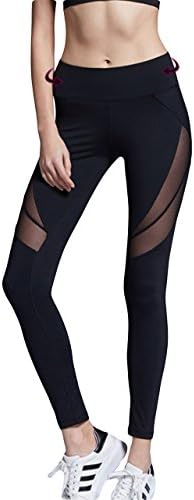 Women's Yoga Pants Running Workout Leggings Stretch Moisture Wicking Black-1 M