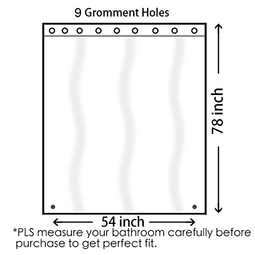 Ebecede Plastic Stall Shower Curtain Liner 54 x 78, Clear 54Wx78L
