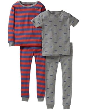 Carter's Baby Boys' 4 Piece Striped Cotton Set (Baby) - Firetruck - 9 Months