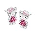 Hello Kitty Stud Earrings with Swarovski Crystal in Sterling Silver