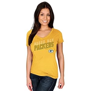 Profile Big & Tall NFL Green Bay Packers Adult Women NFL Pluspackers S/Cotton V Neck Tee,2X,Gold 41f xSI9X0L