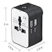Travel Adapter, Worldwide All in One Universal Travel Adapter Wall Charger AC Power Plug Adapter with Dual USB Charging Ports for USA EU UK AUS, Cell Phone Laptop, Black