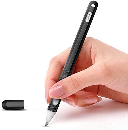 YICTONE Case Compatible New Apple Pencil 2nd Generation Elastic Protective Silicone Sleeve iPencil 2 Grip Skin Cover Holder Pocket Pen Stick Accessories Kit for iPad Pro 11 12.9 inch 2018 (Black)