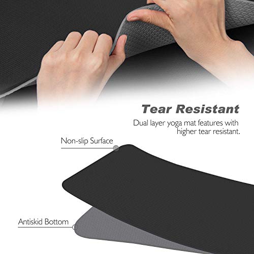 TOPLUS Yoga Mat - Classic Upgraded Yoga Mat Eco Friendly Non-Slip Exercise & Fitness Mat with Carrying Strap, Workout Mat for All Type of Yoga, Pilates and Floor Exercises