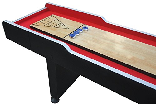 Pool Central 9' x 2' Recreational Red and Black Shuffleboard Game Table