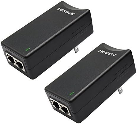 ANVISION 2-Pack 48V 1A Gigabit PoE Injector Ethernet Adapter, IEEE 802.3af/at Compliant, for IP Camera Voip Phones AP and More