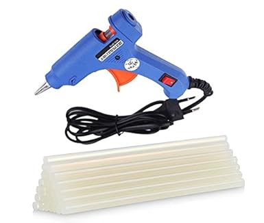 HRDEALS 20 Watt Mini Hot Melt Glue Gun for Fine Craft Work (7 MM Diameter) (Blue Gun with 10 Glue Sticks)