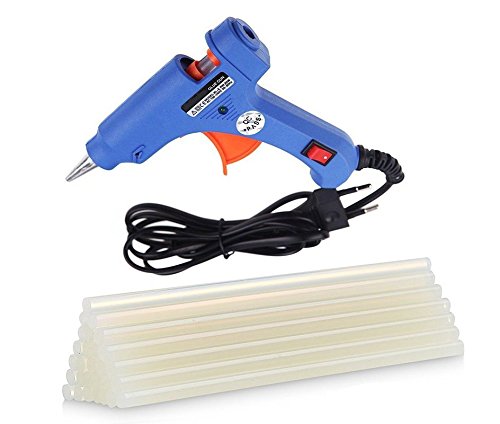 HRDEALS 20 Watt Mini Hot Melt Glue Gun for Fine Craft Work (7 MM Diameter) (Blue Gun with 15 Glue Sticks)