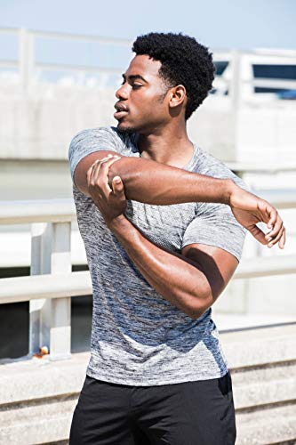 Kamo Fitness Short Sleeve Activewear T-Shirt for Men with Fast Drying and Moisture Transport (Grey, M)
