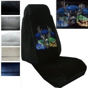 Seat Cover Connection Elk Deer Fish print 2 High Back Bucket Car Truck SUV Seat Covers - Tan