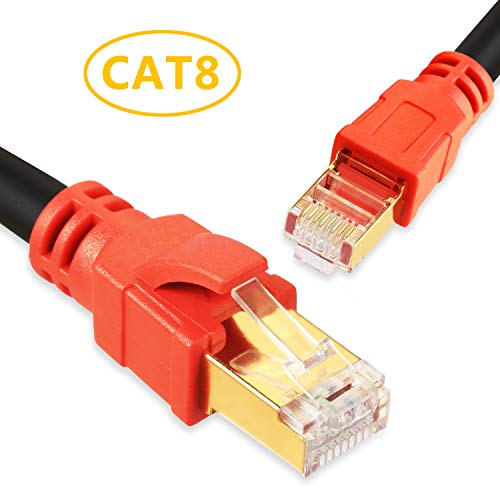 Cat 8 Cable 30 ft, Hisetec Shielded Heavy Duty 26AWG Lastest 40Gbps 2000Mhz SFTP Patch
