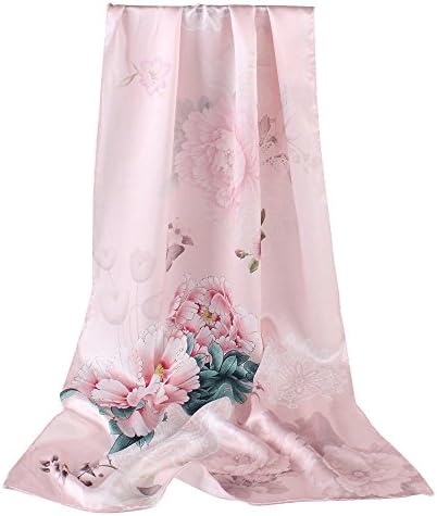 Women's 100% Mulberry Silk Long Scarf For Gift Hair Ladies Shawls Floral And Butterfly Scarf