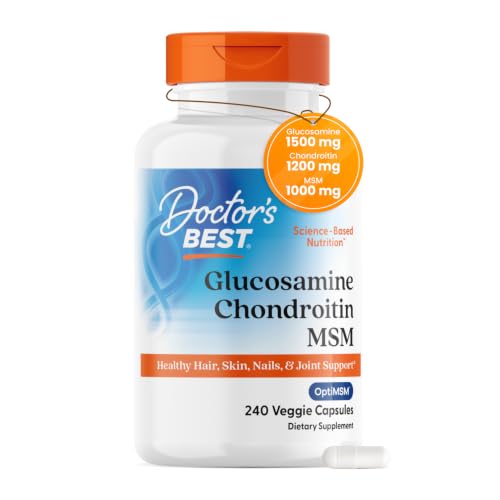 Doctor's Best Glucosamine Chondroitin Msm with OptiMSM Capsules, Supports Healthy Joint Structure, Function & Comfort, Non-GMO, Gluten Free, Soy Free, 240 Count (Pack of 1)