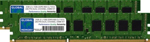 2GB (2 x 1GB) DDR3 800MHz PC3-6400 240-PIN ECC DIMM (UDIMM) MEMORY RAM KIT COMPATIBLE WITH SERVERS/WORKSTATIONS/MOTHERBOARDS (*NOT FOR PCs*)