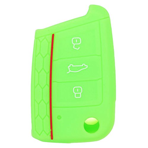 BROVACS Silicone Cover Protector Case Holder Skin Jacket Compatible with VOLKSWAGEN 3 Button Remote Flip Key Fob CV9801 Green — image 1
