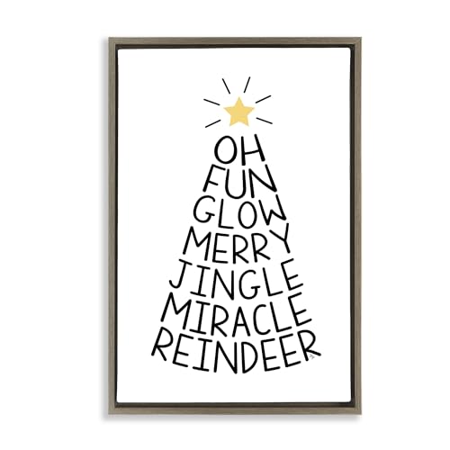 Christmas Typography Tree Holiday, 20 x 30 Inch Canvas in Floater Frame