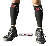 Calf Compression Sleeve (1 Pair) by Peak Power Sport- Stop Fatigue Fast & Relieve Shin Splints & Cramps, Boost Circulation - True Graduated Leg Compression Socks for Women & Men