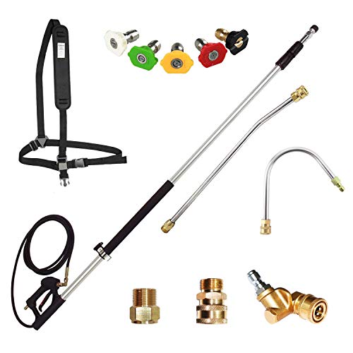 EDOU 4,000 PSI High Pressure Washer Extension Wand Telescoping Lance 6' - 18' 1/4'',Including 5 Nozzle Tips 2 Wands Pivoting Coupler 2 Adapters and Harness - Thumbnail 6