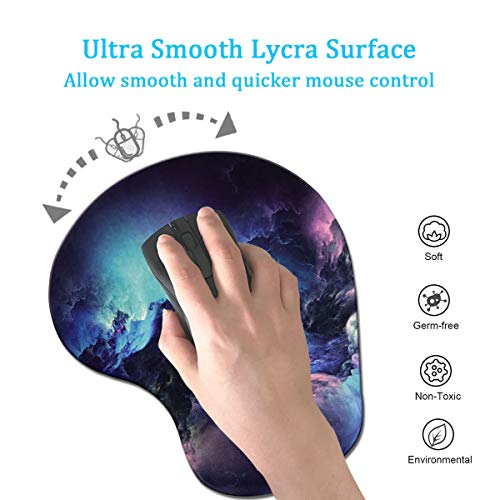 Dooke Ergonomic Mouse Pad with Wrist Support, Cute Mouse Pads with Non-Slip Rubber Base for Home Office Working Studying Easy Typing & Pain Relief Galaxy