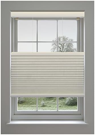 Linen Avenue Custom Cordless 22 W x 30 to 36 H Seashell Top Down Bottom Up (TDBU) Light FIltering Cellular Shade