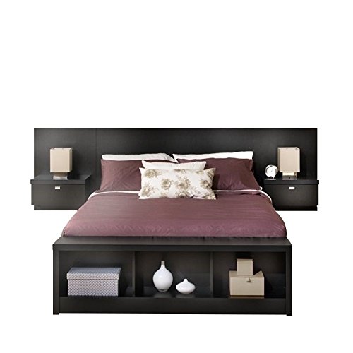 BOWERY HILL King Platform Storage Bed with Floating Headboard in Black
