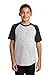 SPORT-TEK Youth Short Sleeve Colorblock Raglan Jersey. YT201 Heather Grey/Black S