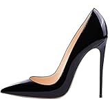 Lovirs Womens Black Pointed Toe High Heel Slip On Stiletto Pumps Wedding Party Basic Shoes 6 M US