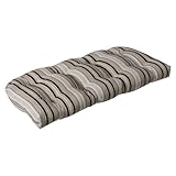 Pillow Perfect Indoor/Outdoor Black/Beige Striped Wicker Loveseat Cushion