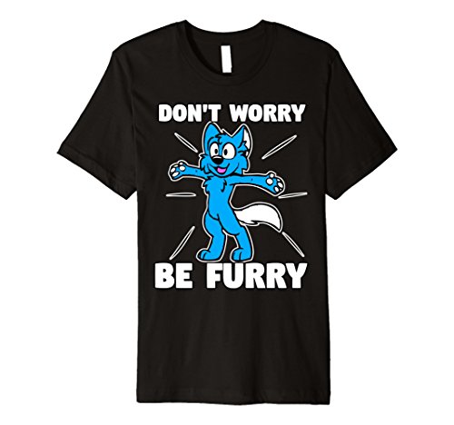 Mens Furry Fandom Shirt Don't Worry Be Furry Shirt Wolf Shirt Fox Medium Black