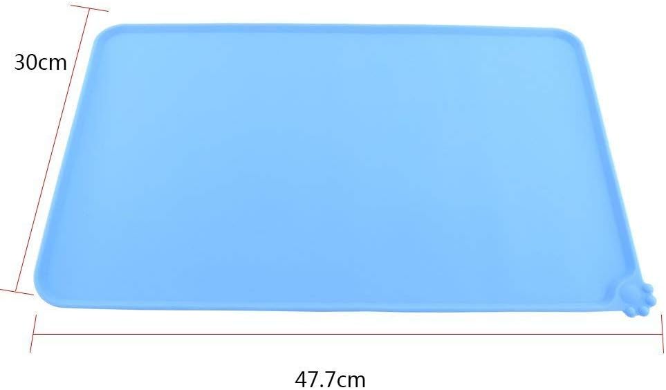 Silicone Pet Feeding Mat Pet Food Mat Bowl Placemat For Dogs Cats Square Waterproof Non-slip Feed Placemat (Color : Blue) - Image 3