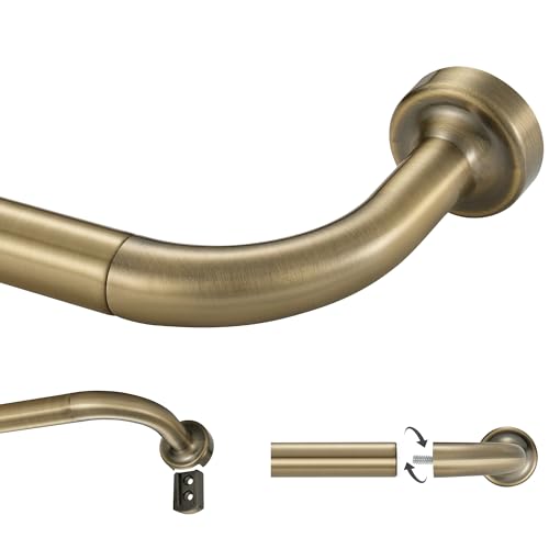 Lwiiom Gardinenstange für Fenster, Antik-Bronze, 40,6–71,1 cm, interne Spleißung, 2,5 cm Durchmesser, verstellbare Raumverdunkelung, Gardinenstange mit Aluminium-Endstücken und Halterungen,