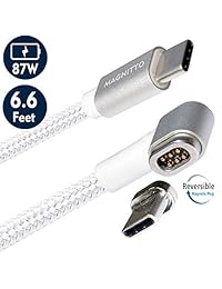 magnitto Cargador magnético   MagSafe adaptador magnético   Macbook pro usb c Cable de carga magnético   tipo C Macbook pro   Cable USB de Apple C Cargador Cable de alimentación   hasta 87 W   2.2 yard 6.6 ft (blanco)