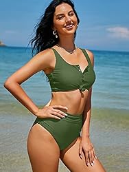 ZAFUL Women's Knotted Front Tankini Set High