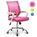NEO CHAIR Office Chair Computer Desk Chair Gaming - Ergonomic Mid Back Cushion Lumbar Support with Wheels Comfortable Pink Mesh Racing Seat Adjustable Swivel Rolling Home Executive