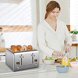 SEEDEEM 4 Slice Toaster, Stainless Steel Bread