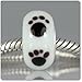 Timeline Treasures Paw Prints Charm for European Charm Bracelets Lampwork Glass Stainless Steel