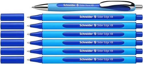Schneider 152257 Slider Edge XB and Slider Rave XB Ballpoint Pen (Ink Colour: Blue) 6+1 Piece