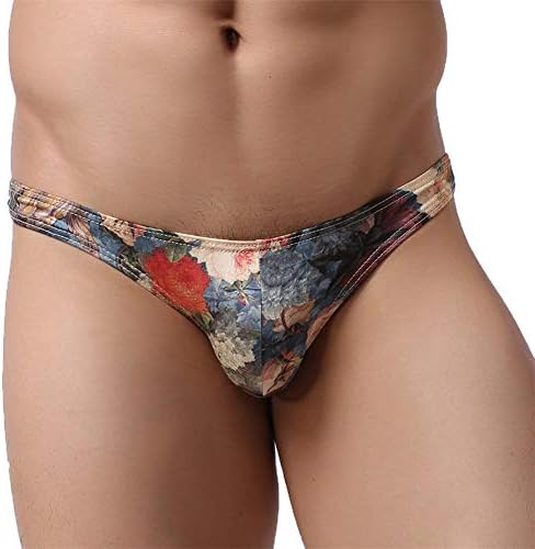 Vickyleb Men's Sexy Underwear Soft Print Patchwork Boxer Briefs Shorts Bulge Pouch Underpants Khickers for Men