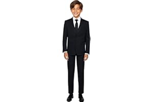 Black n Bianco Boys' Formal Black Suit with Shirt and Vest
