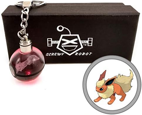 ScrewyRobot Pokemon Flareon Color Changing 30MM LED Crystal Ball Night Light Lamp Keychain