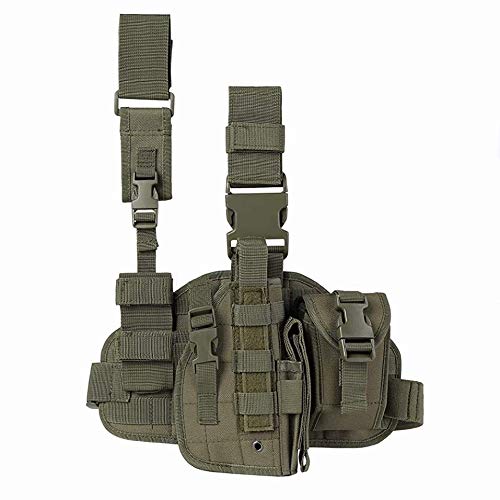 ACEXIER Tactical Drop Leg Holster with Magazine Pouch Military Tactical MOLLE Pistol Handgun Thigh Pistol Gun Holster Adjustable Right Handed Platform Panel