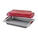 Cake Boss Deluxe Nonstick Bakeware 9-Inch x 13-Inch Covered Cake Pan, Gray with Red Silicone Grips