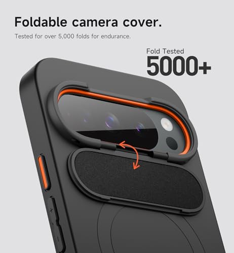 SURITCH Magnetic Case Compatible with Google Pixel 10/10 Pro with Camera Cover & Adjustable Metal Kickstand Shockproof Bumper Case Slim Protective Cover for Pixel 10/10 Pro (2025)-Black