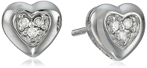 10k White Gold Diamond-Accent Heart Earrings
