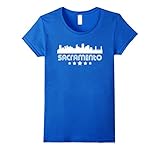 Women's Sacramento California Skyline Retro Style T-Shirt XL Royal Blue