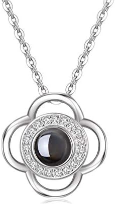 WMAO 100 Languages Necklace,925 Sterling Silver Freshwater Pearl Pendant, I Love You Valentine's Day Necklace for Women
