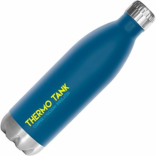 Thermo Tank Insulated Stainless Steel Water Bottle - Ice Cold 36 Hours! Vacuum + Copper Technology - 25 Ounce (Nautical Blue, 25oz)